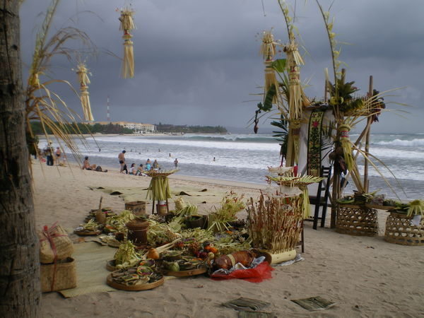 Hindu religous ceromony on Kuta beach -Bali