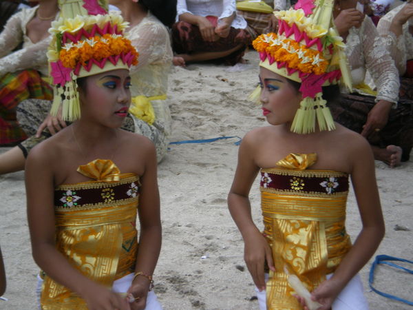Hindu religous ceromony on Kuta beach -Bali