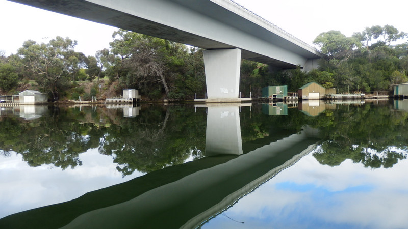 The Glenelg River Bridge reflected in the water