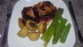 Seared duck breast with an orange and cherry sauce. Yum
