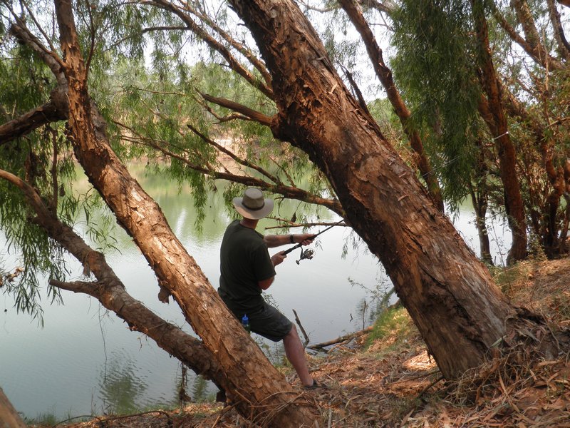 Greg tries his hand at fishing in Victoria River