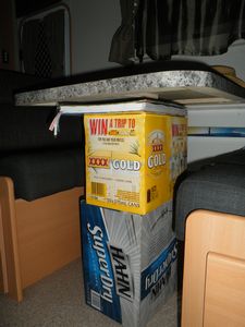 Our beer carton table leg