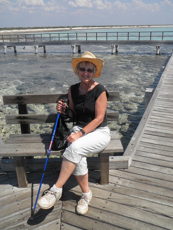 Joan on the Stromatolite boardwalk