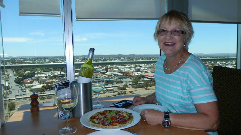 Wine, a stunning view and an awesome pizza! What more could Joan want?