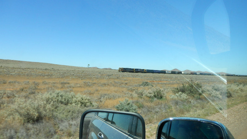 Train crossing the desert.