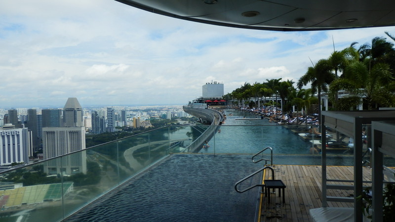 The top deck of the 'ship' has a huge infinity pool. What a place for a swim!