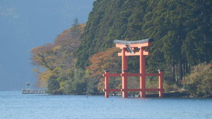 The tori gate on Lake Ashi.
