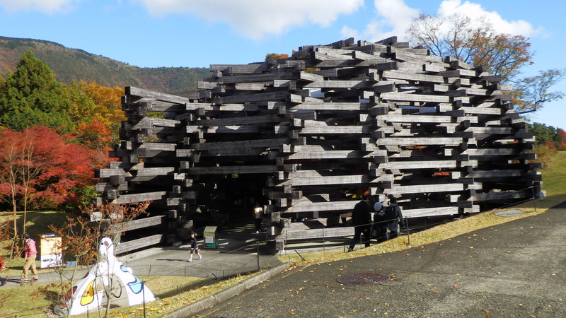 This huge structure of timber beams hides another childrens play area.