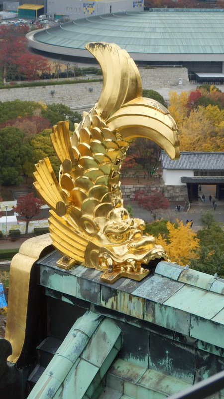 Detail of a 2 metre tall golden roof ornament.