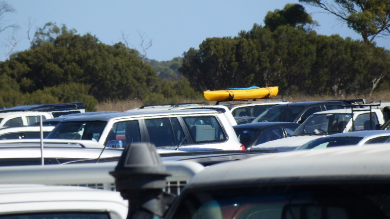 There it is, under the yellow kayak