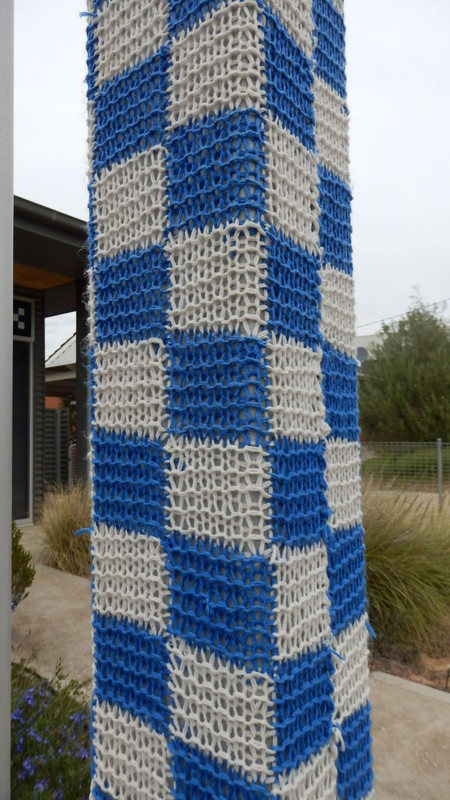 Yes the pole really is covered in knitted fabric!  Not your average Police station.