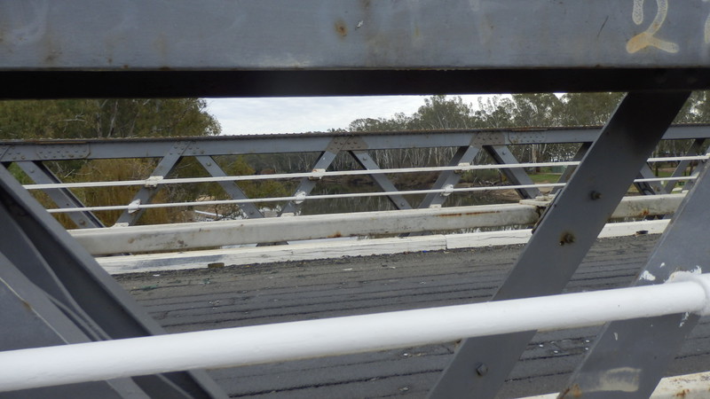 The single lane wooden bridge at Corowa is not advised for bicycles due to the big gaps between the planks.