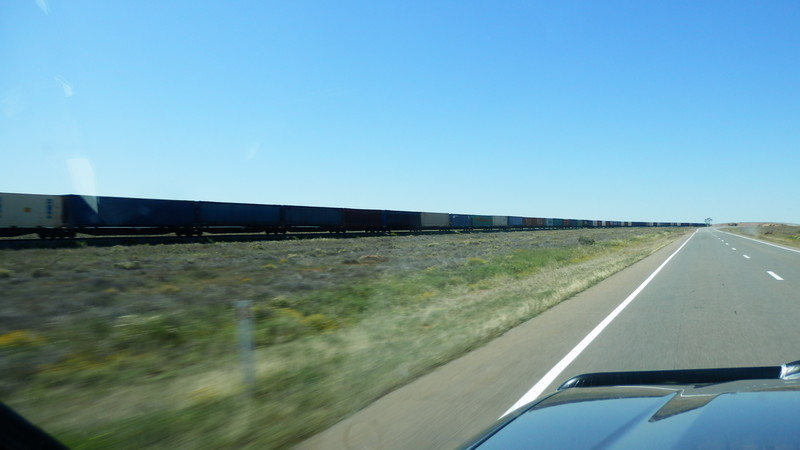 A big freight train passes as we get closer to Broken Hill
