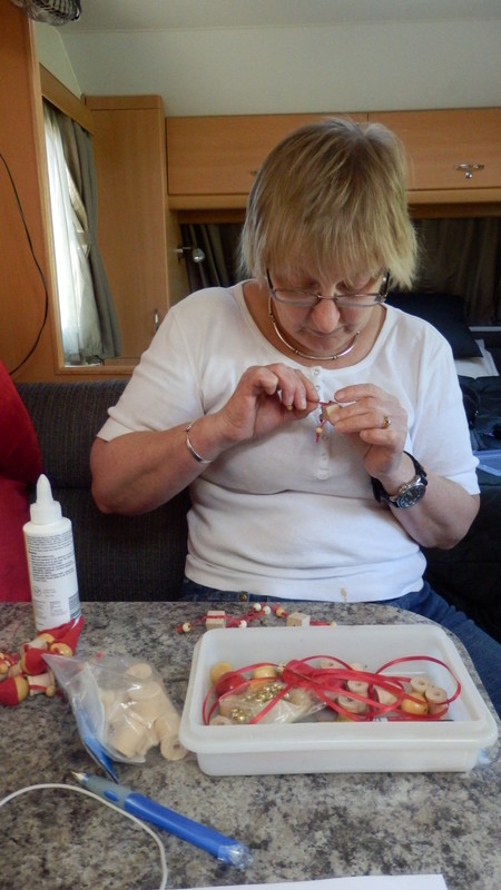 With some time to spare in the afternoon Joan crafts Christmas presents.