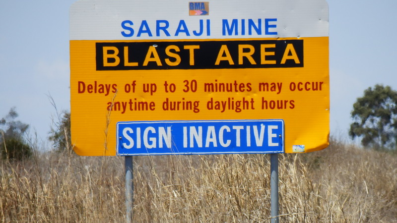 Signs like this let you know that you are in a mining area
