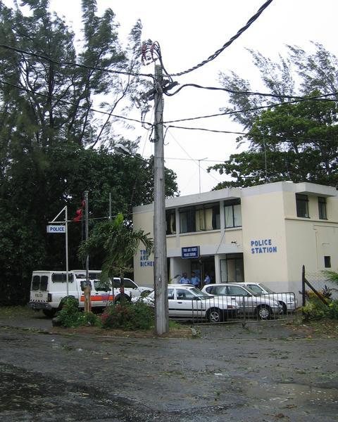 Three flags on Police Station on Saturday