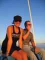 Mel and Michel enjoying the sunset on the boat