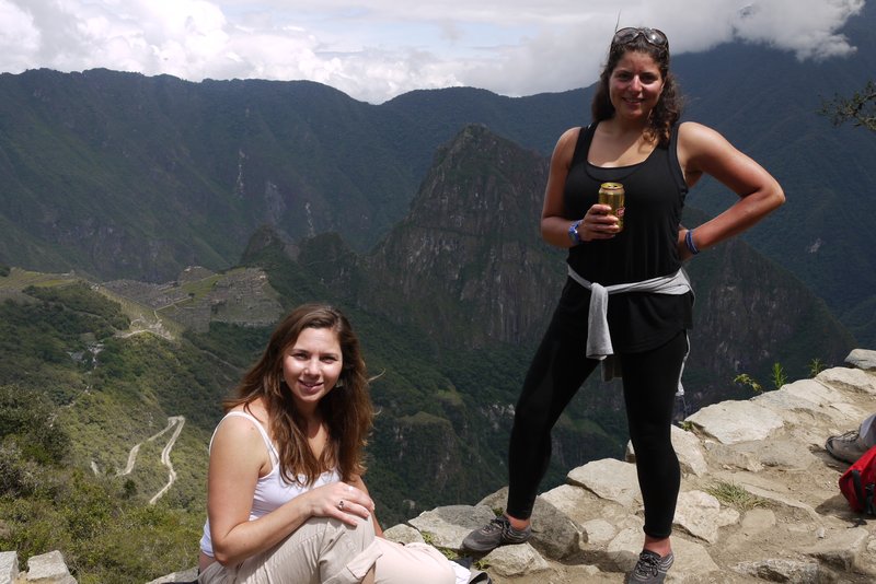 Machu Picchu - having a celebratory beer at 9am!!