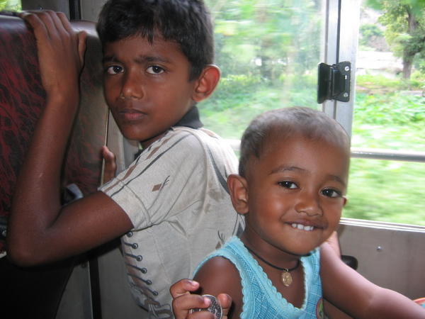 Cute kids on the bus