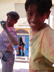 Kids having fun for Holi 