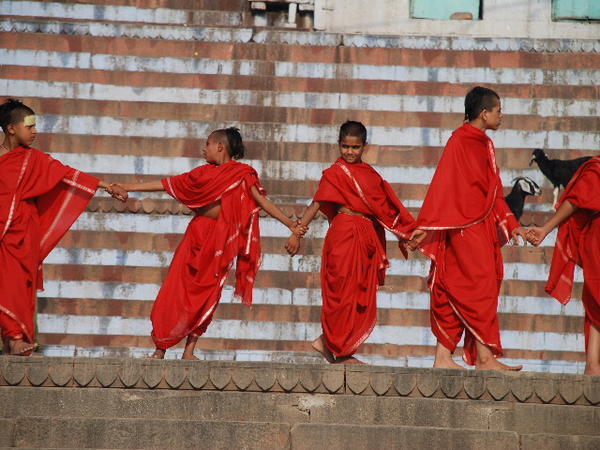 Monks in the human chain