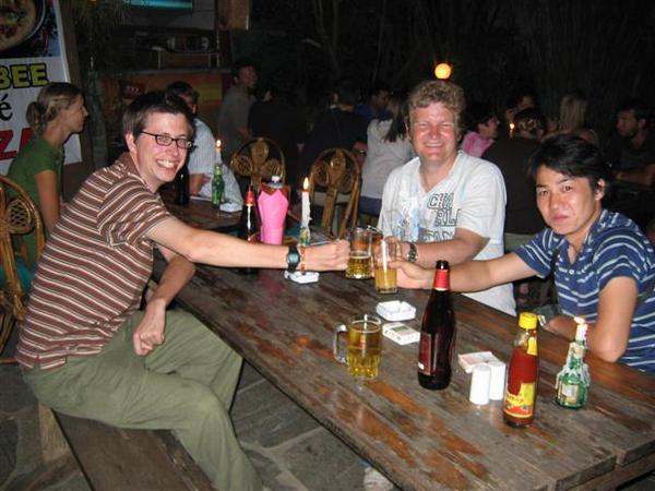 At the pub with Tim (from Wales), and Yuji (from Japan)