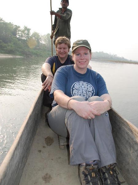 Us on the river in a dugout canoe
