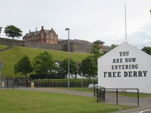 Bogside, looking up to the Derry city walls