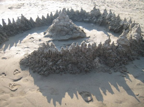A sandcastle that had been left behind