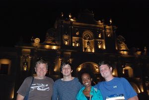 With James, Tiffanei and Jason outside Catedral de Santiago