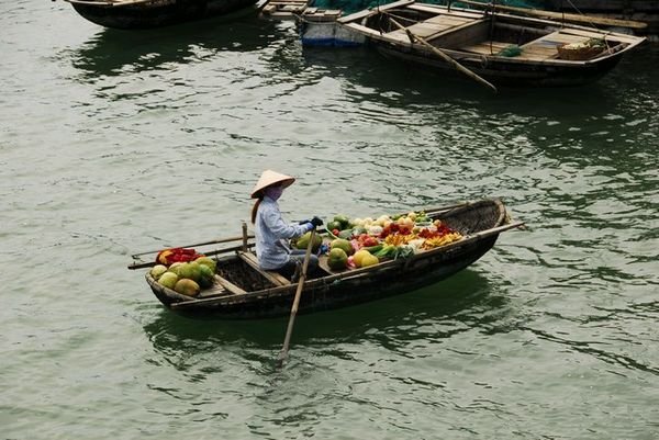 A one woman floating market in Ha Long