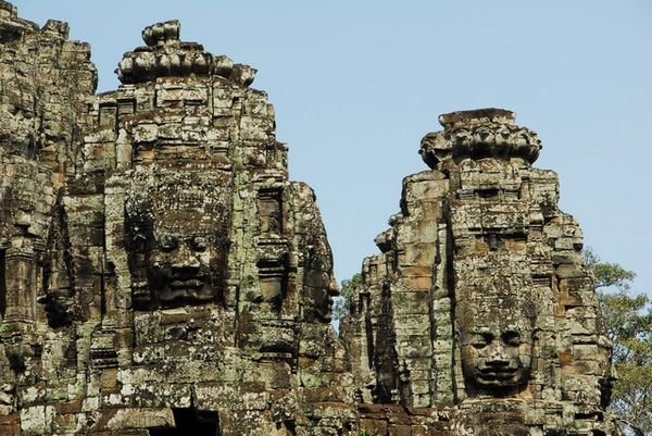 The huge stone faces of Bayon