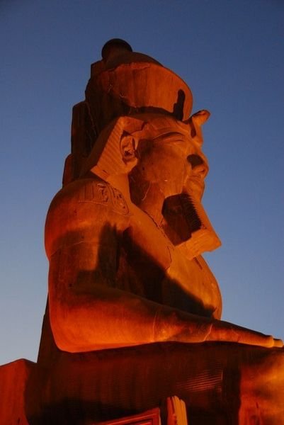 Sunset on the pharohs at Luxor Temple.