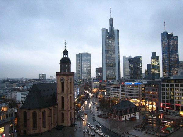 Frankfurt skyline.