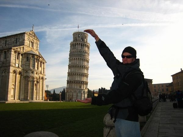 Rich trying to hold up the Leaning Tower