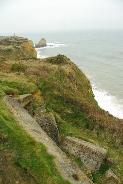 The cliffs scaled by the Rangers on D-day at Pointe du Hoc.
