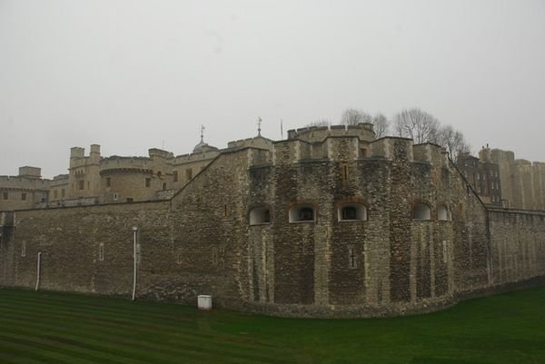 A foggy look at the Tower of London.
