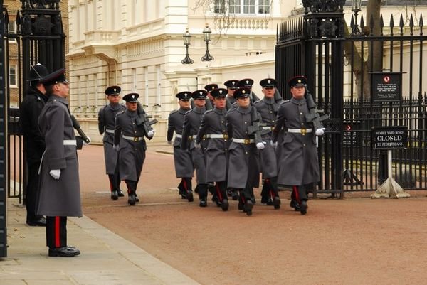 More changing of the guards at St. James's Palace.