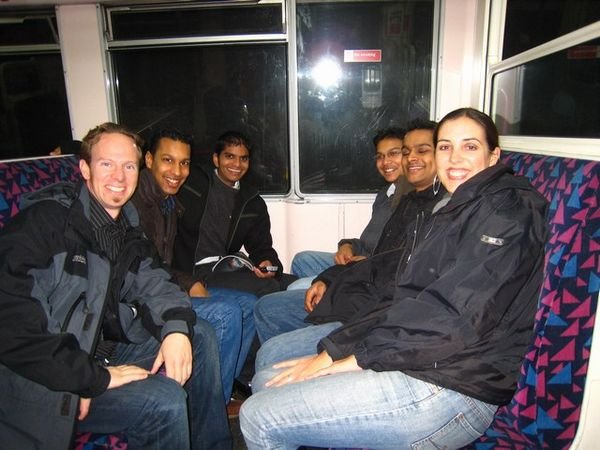 Riding the Underground wiht Ajit, Vinal, Sam, and their friend.