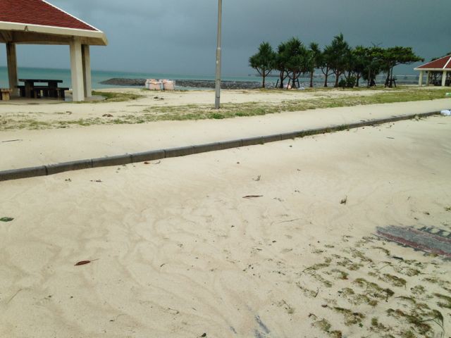 Uken Beach car park under sand
