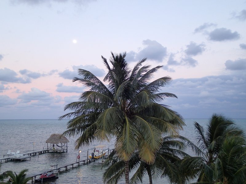 Moon rise over the caye.