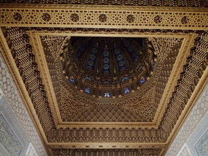 The stunning ceiling in King Mohammed V's mausoleum.