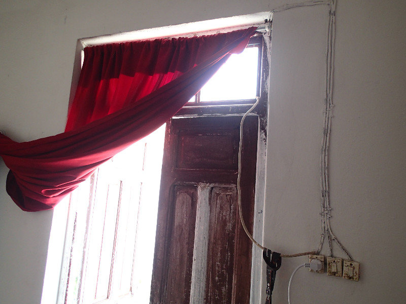We actually kept this curtain tied out of the way of the door.