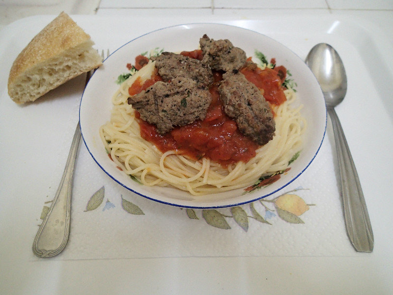 Leftover kefta (ground meat) from lunch... made a great meatball!