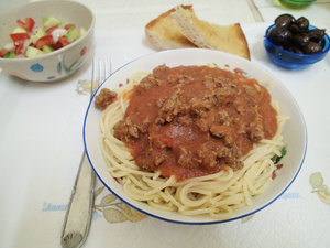 Spaghetti sauce made from scratch in pressure cooker and using immersion blender!  Completely AWESOME!!!