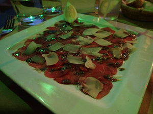 Just a little beef carpaccio with balsamic drizzle and parmesan cheese... Wooo Whoo!