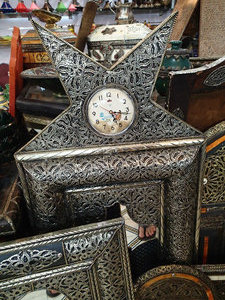 Traditional Moroccan mirror with clock... or is it?  (Look closely at the face of the clock.)  :)