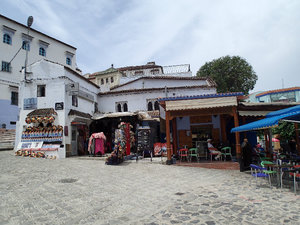 A view of one end of the plaza in Chaouen.