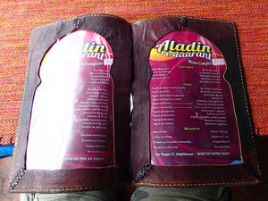 Casa Aladin's menu!  Very interesting...