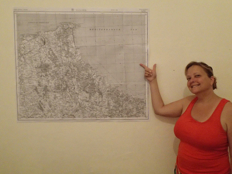 Ann modeling a map of northern Morocco... I printed individual sheets and taped them together!